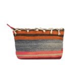 Kilim Clutch in Burgundy and Grey Stripes