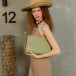 Leather Clutch in Mint Green