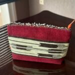 Kilim Clutch in Burgundy and Black Stripes
