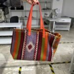 Kilim Beach Bag with Orange Straps